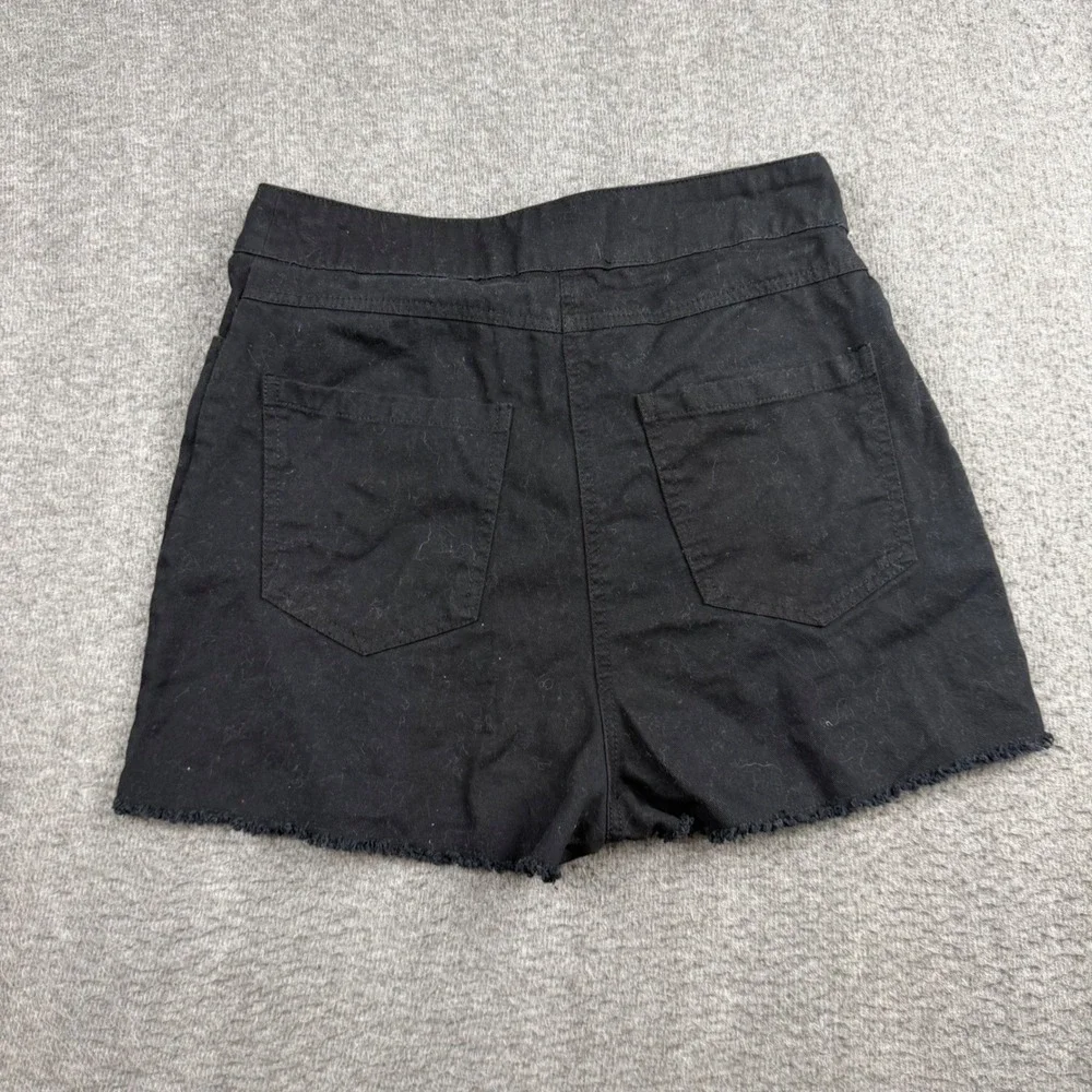 Lone Star Black Cotton Denim‎ Wrap Front Skort Raw Hem Medium